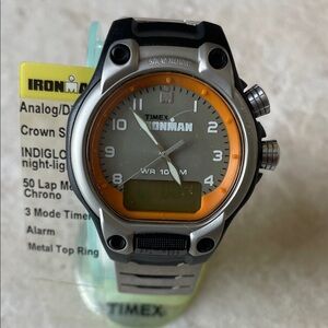 Timex Ironman Silver and Orange Smartwatch